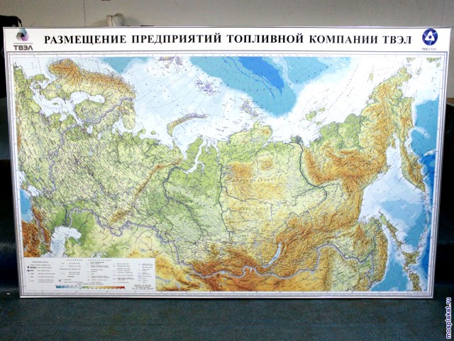 Информационный стенд «Физическая карта России», размер 235 х 135 см